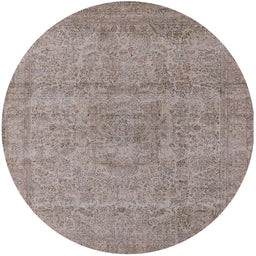 Round Machine Washable Industrial Modern Khaki Rose Pink Rug, wshurb1764