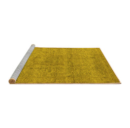 Sideview of Machine Washable Oriental Yellow Industrial Rug, wshurb1764yw