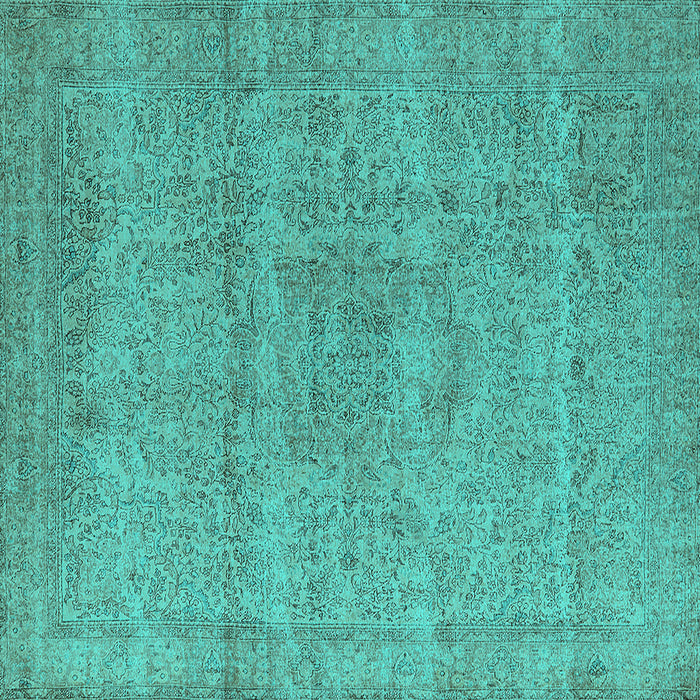 Square Machine Washable Oriental Turquoise Industrial Area Rugs, wshurb1764turq