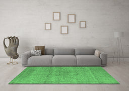 Machine Washable Oriental Emerald Green Industrial Area Rugs in a Living Room,, wshurb1764emgrn