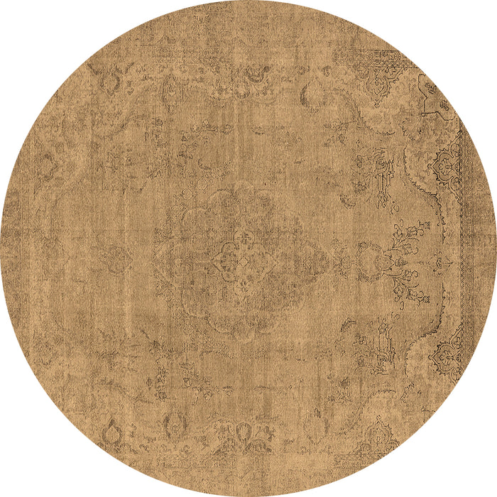 Round Machine Washable Oriental Brown Industrial Rug, wshurb1765brn