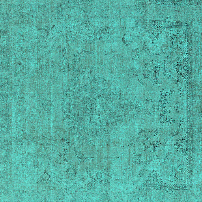 Square Oriental Turquoise Industrial Rug, urb1765turq