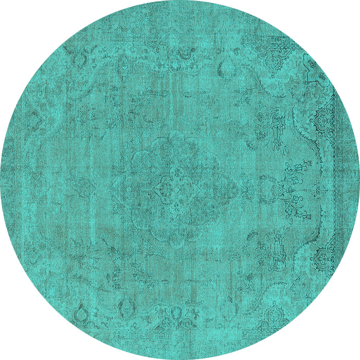 Round Machine Washable Oriental Turquoise Industrial Area Rugs, wshurb1765turq