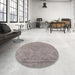 Round Mid-Century Modern Rose Purple Oriental Rug in a Office, urb1765