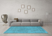 Machine Washable Oriental Light Blue Industrial Rug, wshurb1765lblu