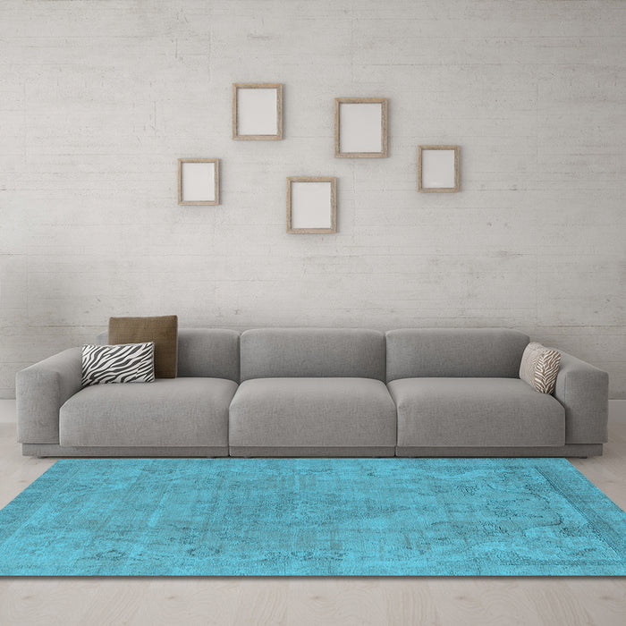 Machine Washable Oriental Light Blue Industrial Rug in a Living Room, wshurb1765lblu
