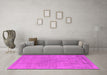 Machine Washable Oriental Pink Industrial Rug in a Living Room, wshurb1765pnk