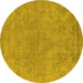 Round Oriental Yellow Industrial Rug, urb1765yw