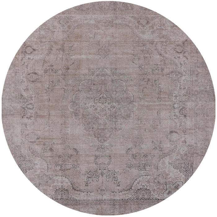 Round Machine Washable Industrial Modern Rose Dust Purple Rug, wshurb1765