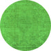 Round Oriental Green Industrial Rug, urb1765grn