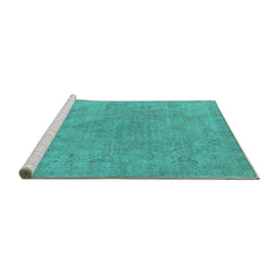 Sideview of Machine Washable Oriental Turquoise Industrial Area Rugs, wshurb1765turq