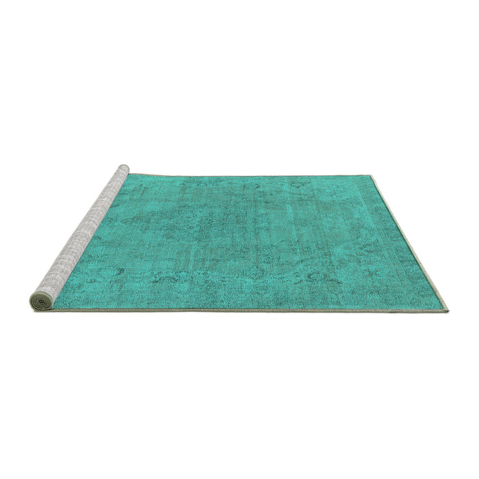Sideview of Machine Washable Oriental Turquoise Industrial Area Rugs, wshurb1765turq