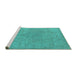 Sideview of Machine Washable Oriental Turquoise Industrial Area Rugs, wshurb1765turq