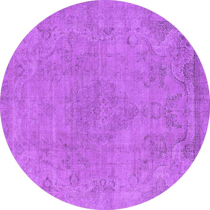 Round Machine Washable Oriental Purple Industrial Area Rugs, wshurb1765pur
