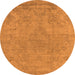 Round Machine Washable Oriental Orange Industrial Area Rugs, wshurb1765org