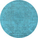 Round Oriental Light Blue Industrial Rug, urb1765lblu