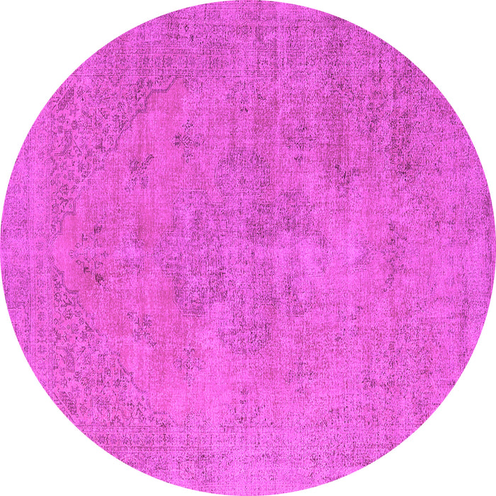 Round Machine Washable Oriental Pink Industrial Rug, wshurb1766pnk