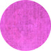 Round Machine Washable Oriental Pink Industrial Rug, wshurb1766pnk