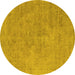 Round Machine Washable Oriental Yellow Industrial Rug, wshurb1766yw