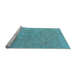 Sideview of Machine Washable Oriental Light Blue Industrial Rug, wshurb1766lblu