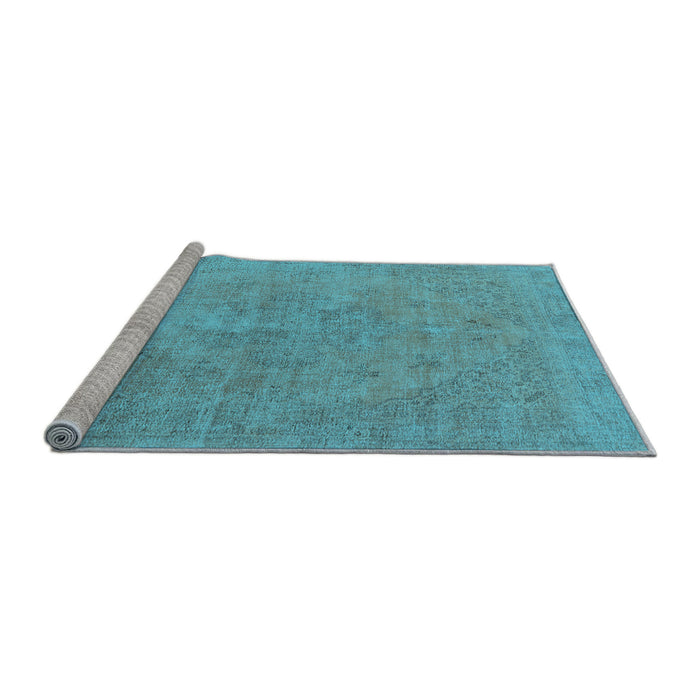 Sideview of Machine Washable Oriental Light Blue Industrial Rug, wshurb1766lblu