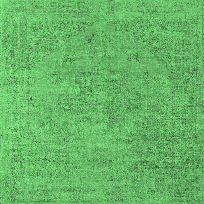 Square Machine Washable Oriental Emerald Green Industrial Area Rugs, wshurb1766emgrn