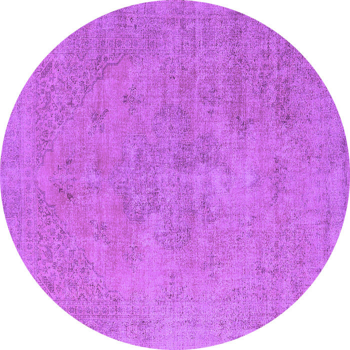 Round Machine Washable Oriental Purple Industrial Area Rugs, wshurb1766pur
