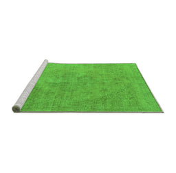 Sideview of Machine Washable Oriental Green Industrial Area Rugs, wshurb1766grn