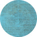 Round Oriental Light Blue Industrial Rug, urb1766lblu