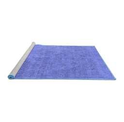 Sideview of Machine Washable Oriental Blue Industrial Rug, wshurb1766blu