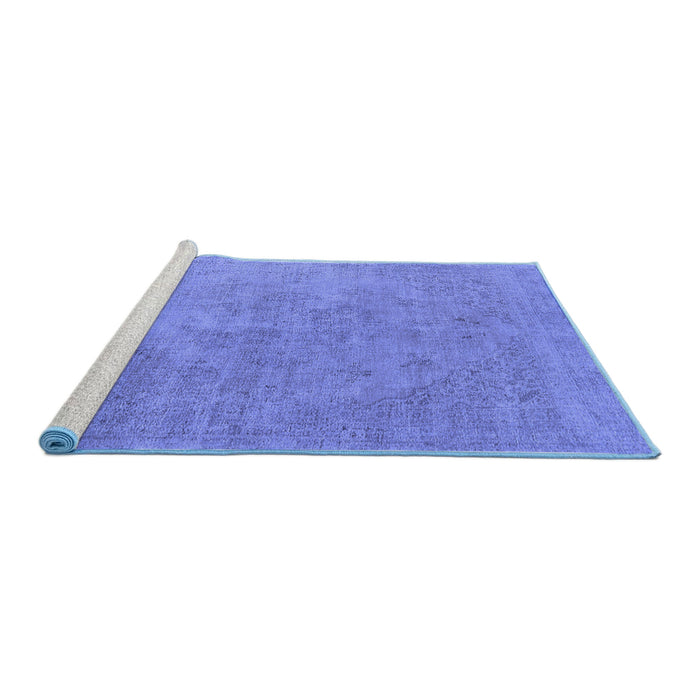 Sideview of Machine Washable Oriental Blue Industrial Rug, wshurb1766blu