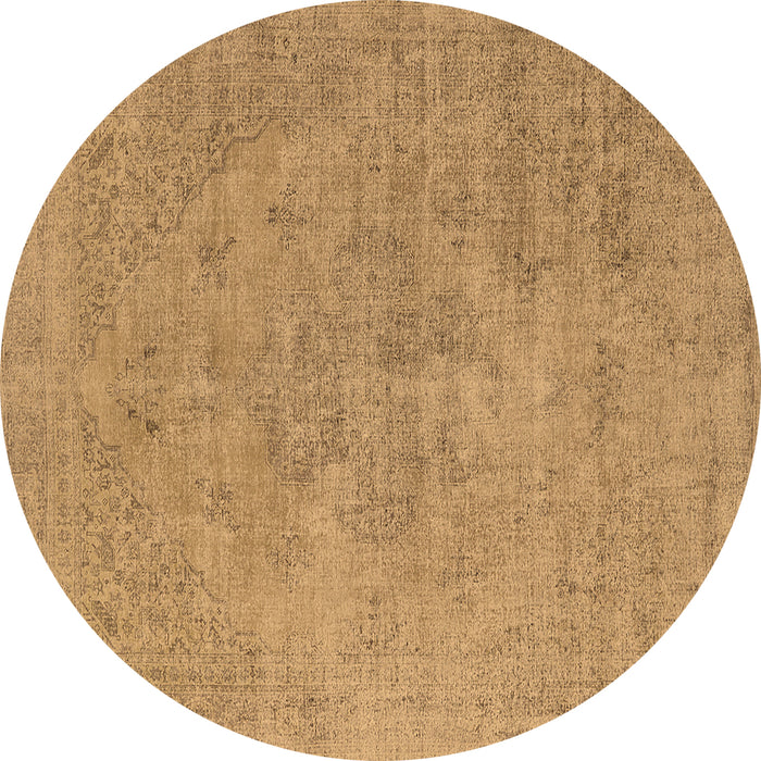 Round Machine Washable Oriental Brown Industrial Rug, wshurb1766brn