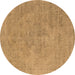 Round Machine Washable Oriental Brown Industrial Rug, wshurb1766brn