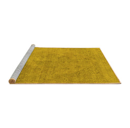 Sideview of Machine Washable Oriental Yellow Industrial Rug, wshurb1766yw
