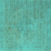 Square Oriental Turquoise Industrial Rug, urb1766turq