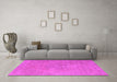 Machine Washable Oriental Pink Industrial Rug in a Living Room, wshurb1766pnk