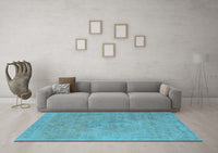 Machine Washable Oriental Light Blue Industrial Rug, wshurb1766lblu