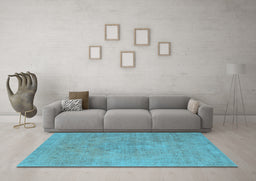 Machine Washable Oriental Light Blue Industrial Rug in a Living Room, wshurb1766lblu