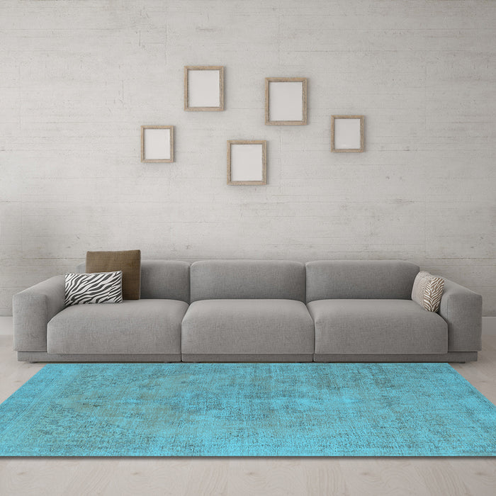 Machine Washable Oriental Light Blue Industrial Rug in a Living Room, wshurb1766lblu