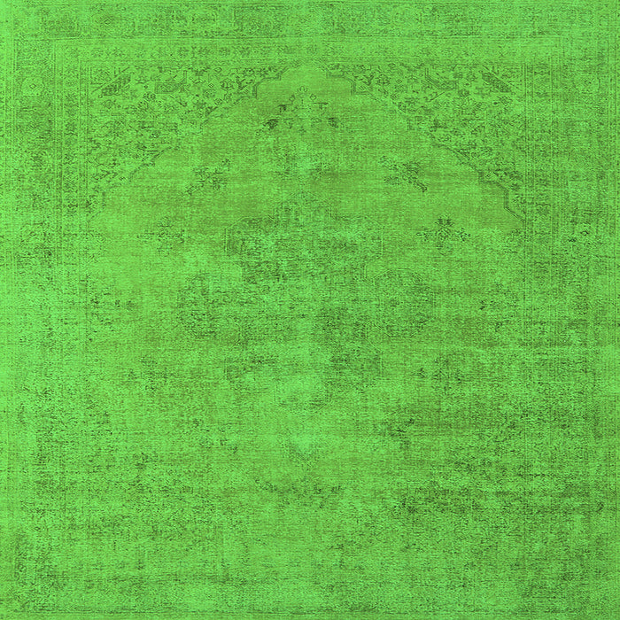 Square Machine Washable Oriental Green Industrial Area Rugs, wshurb1766grn