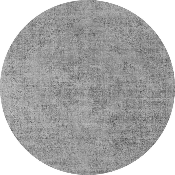 Round Machine Washable Oriental Gray Industrial Rug, wshurb1766gry