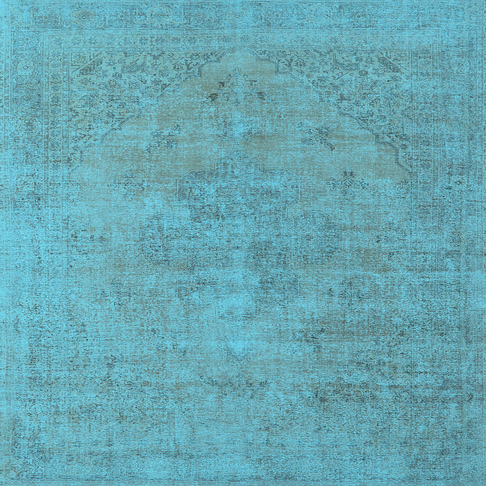 Square Machine Washable Oriental Light Blue Industrial Rug, wshurb1766lblu