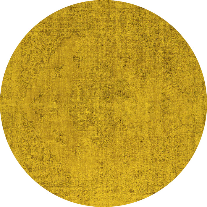Round Oriental Yellow Industrial Rug, urb1766yw
