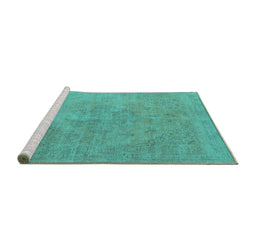 Sideview of Machine Washable Oriental Turquoise Industrial Area Rugs, wshurb1766turq