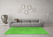 Machine Washable Oriental Green Industrial Area Rugs in a Living Room,, wshurb1766grn