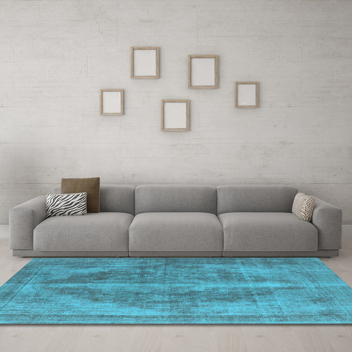 Machine Washable Oriental Light Blue Industrial Rug in a Living Room, wshurb1767lblu