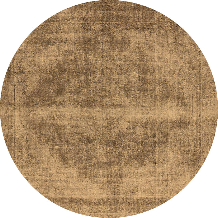 Round Machine Washable Oriental Brown Industrial Rug, wshurb1767brn