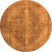 Round Machine Washable Oriental Orange Industrial Area Rugs, wshurb1767org