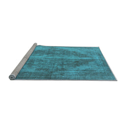 Sideview of Machine Washable Oriental Light Blue Industrial Rug, wshurb1767lblu