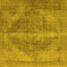 Square Machine Washable Oriental Yellow Industrial Rug, wshurb1767yw